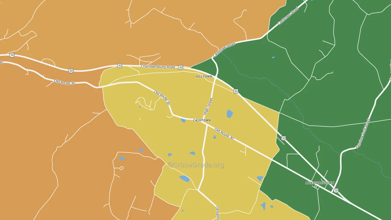 Cashtown, PA Map of Theft Rates