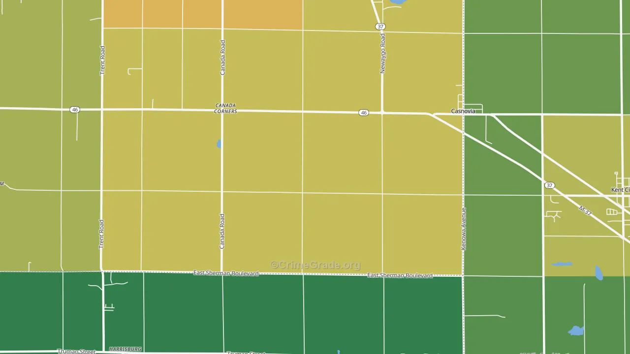 Casnovia, MI Map of Theft Rates