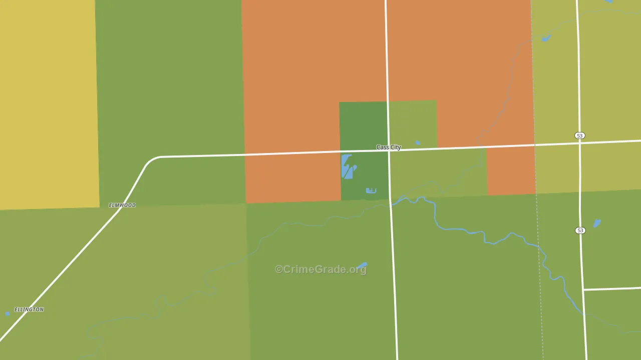 Cass City, MI Map of Theft Rates