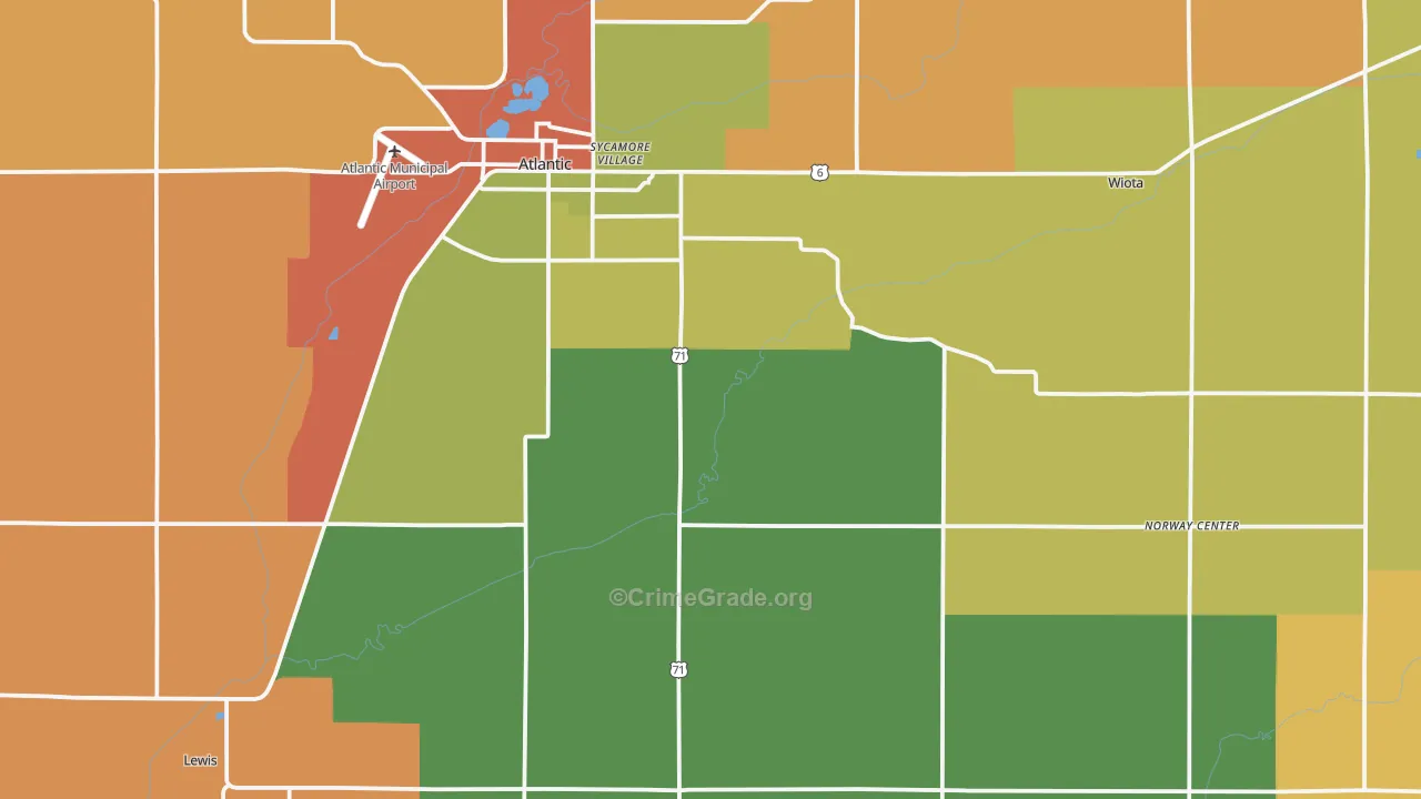 Cass County, IA Map of Theft Rates
