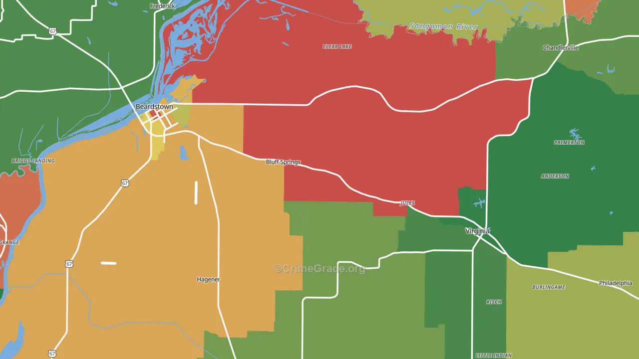 Cass County, IL Map of Theft Rates