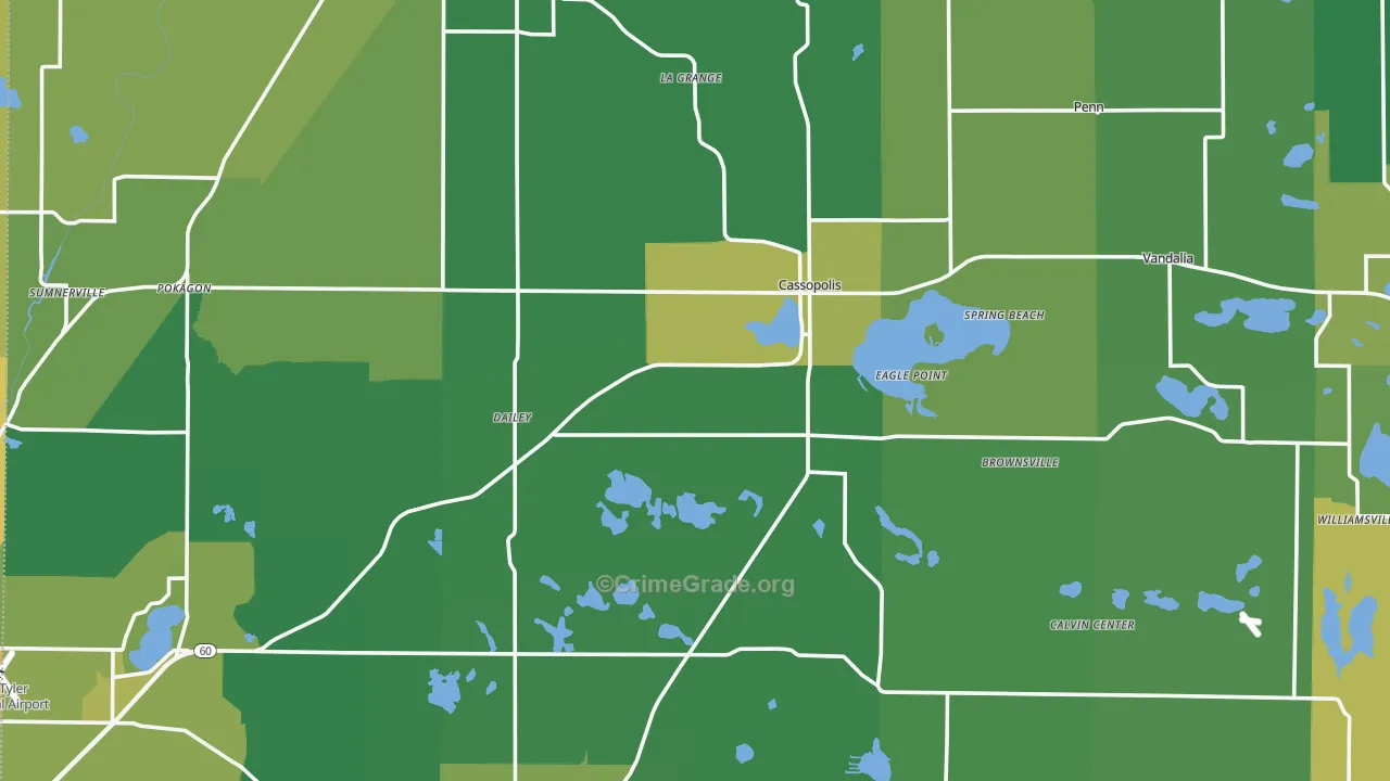 Cass County, MI Map of Theft Rates