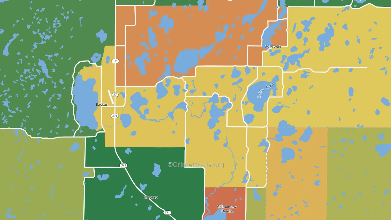 Cass County, MN Map of Theft Rates