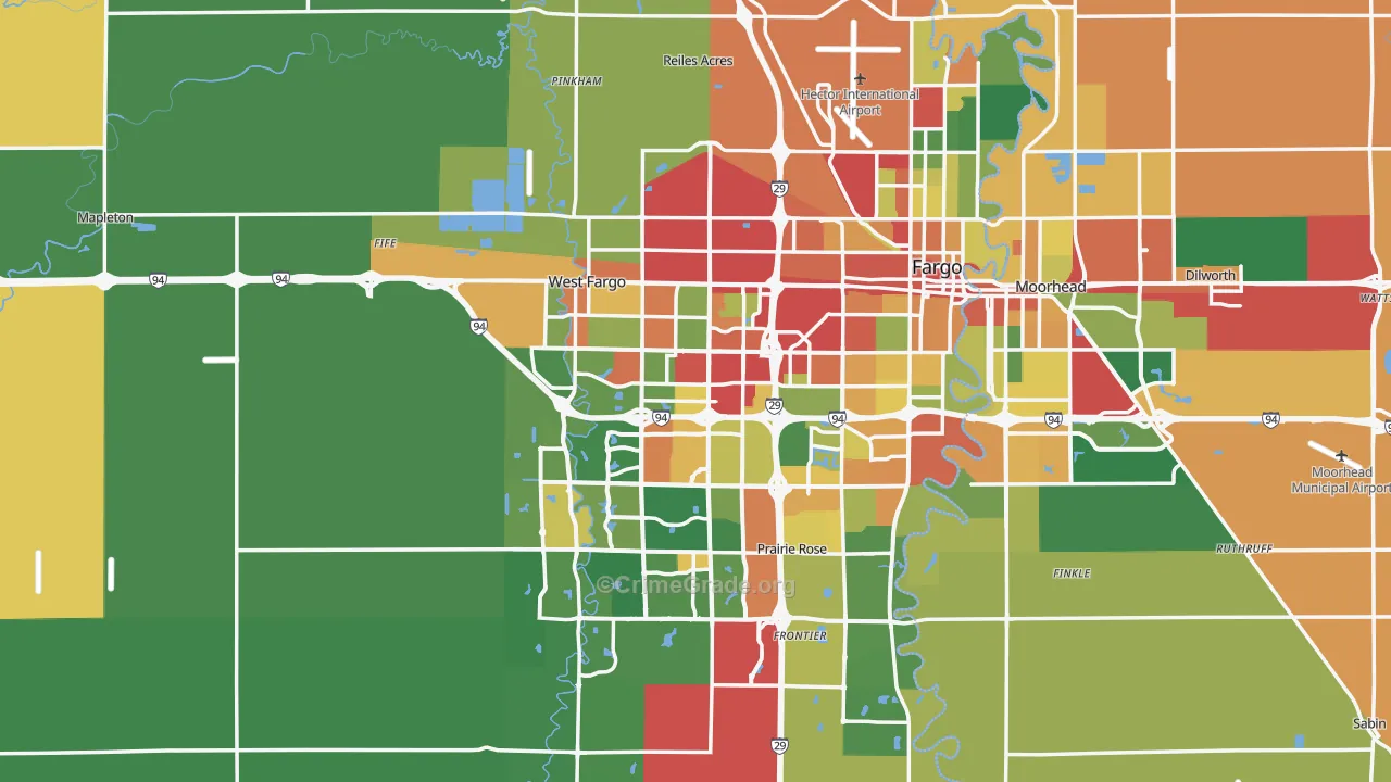 Cass County, ND Map of Theft Rates
