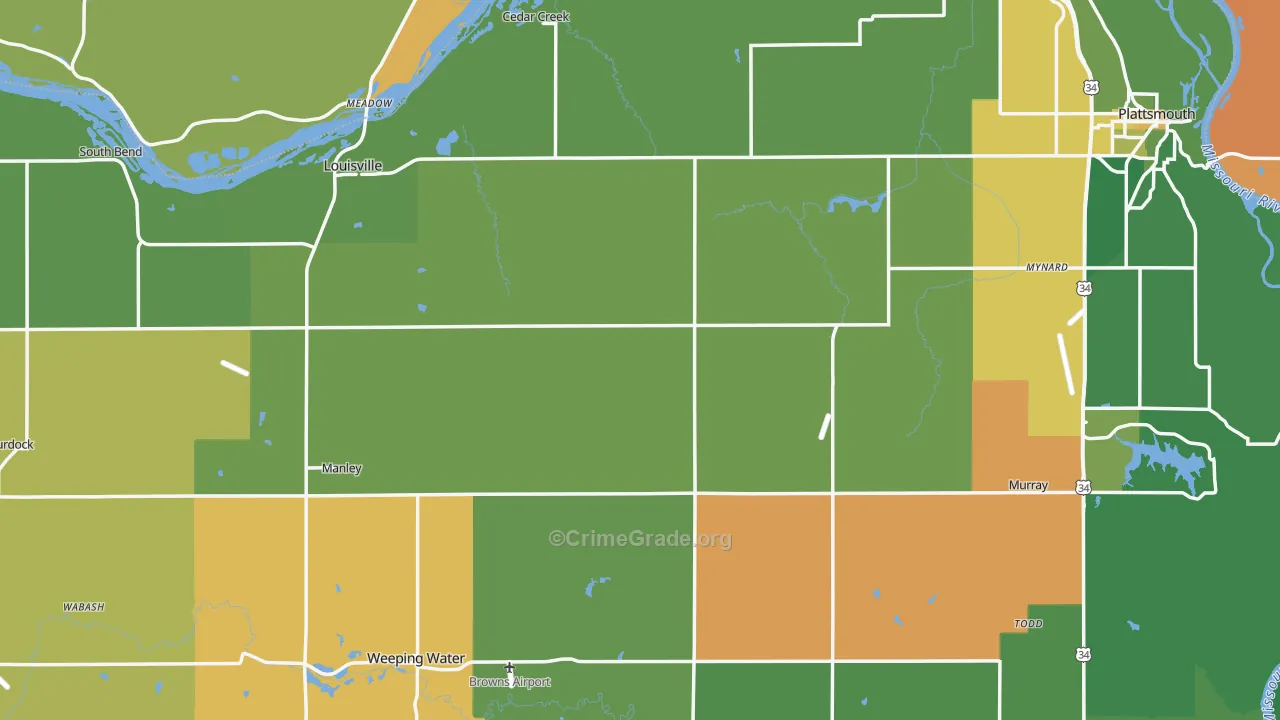 Cass County, NE Map of Theft Rates