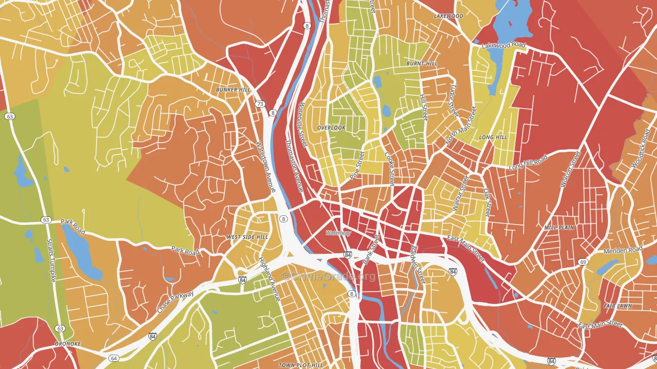 Cass Gilbert, Waterbury, CT Map of Theft Rates