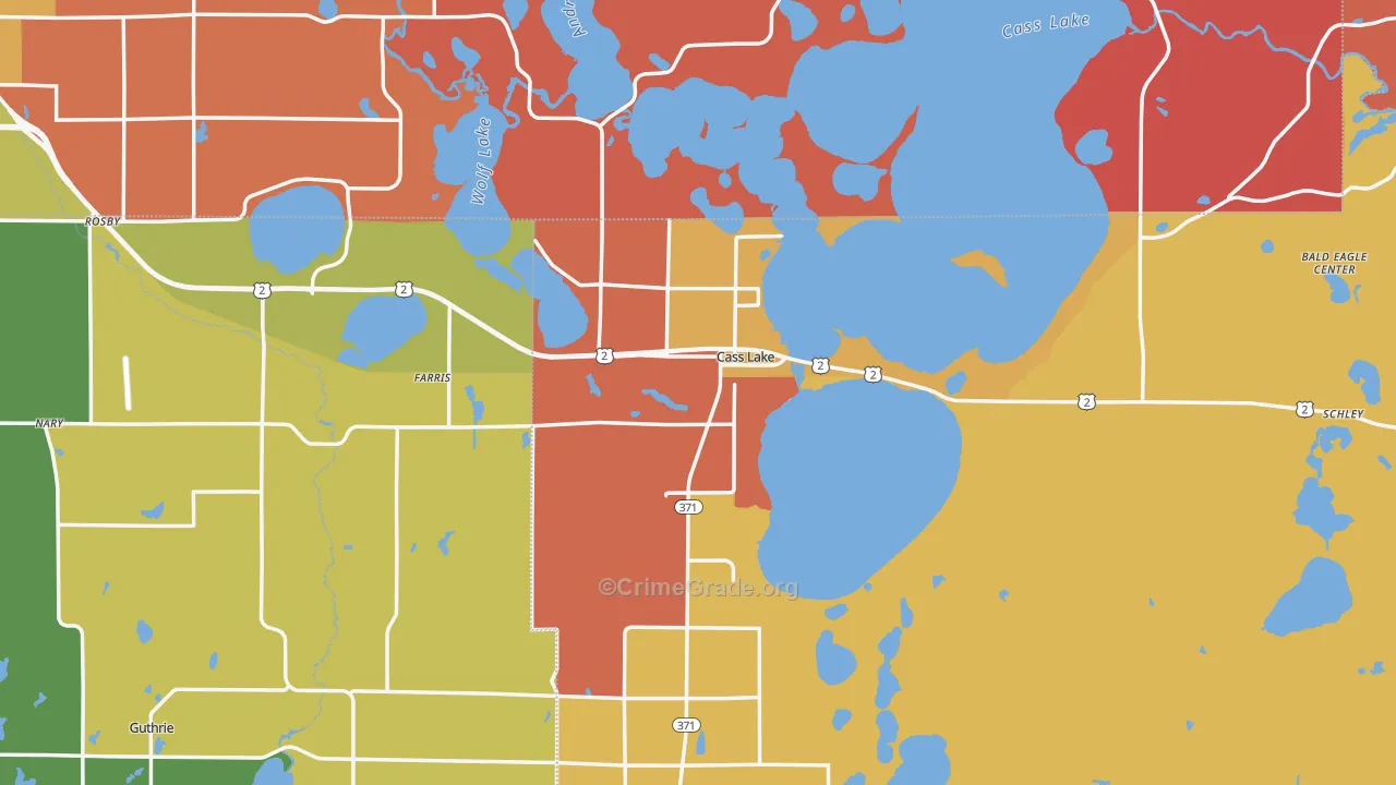 Cass Lake, MN Map of Theft Rates
