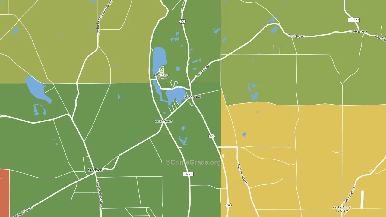 Cassadaga, NY Map of Theft Rates