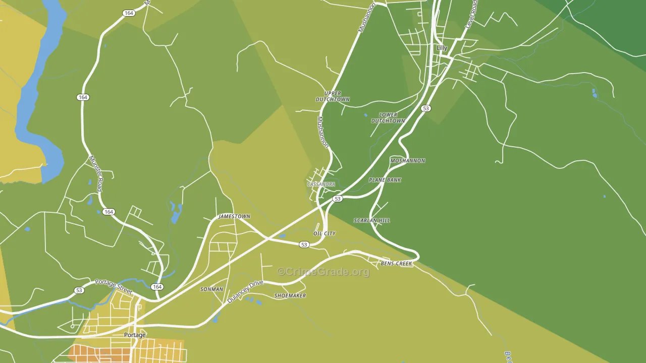 Cassandra, PA Map of Theft Rates