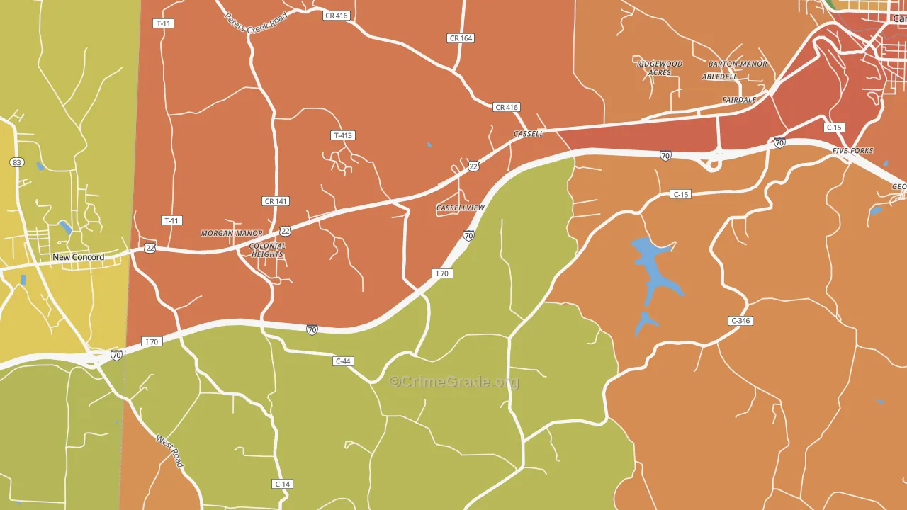Cassell, OH Map of Theft Rates