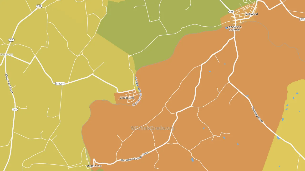 Casselman, PA Map of Theft Rates