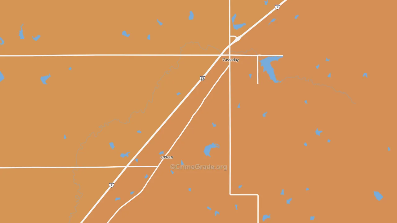Cassoday, KS Map of Theft Rates