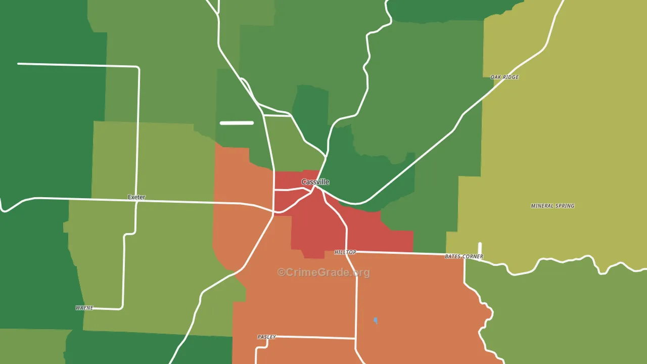 Cassville, MO Map of Theft Rates