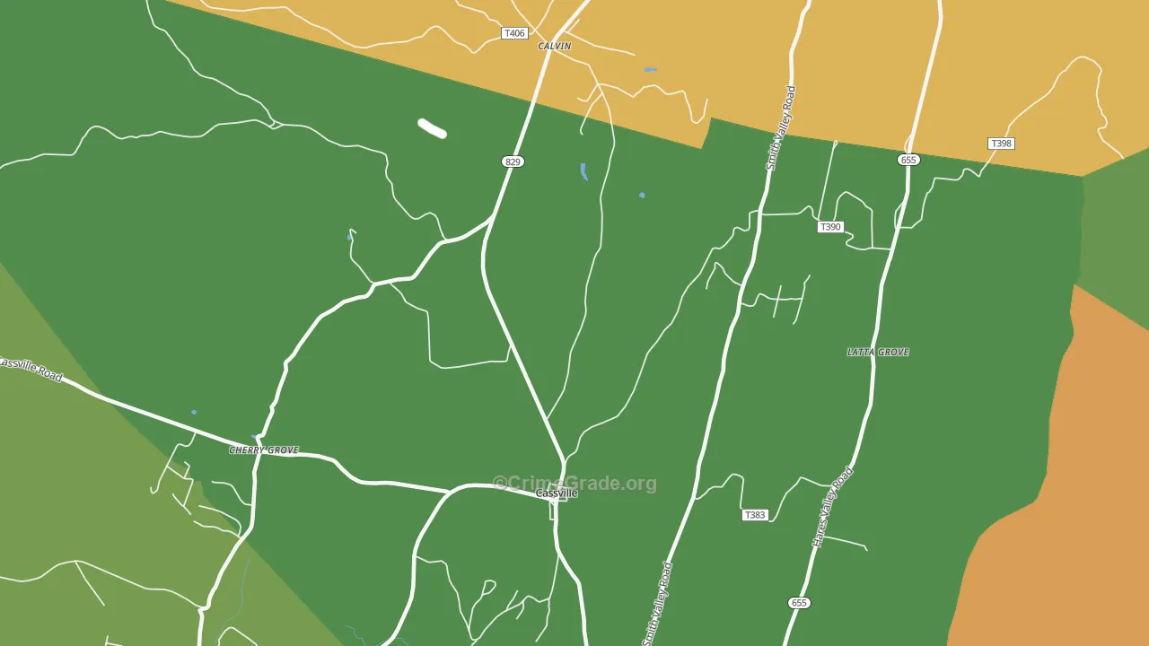 Cassville, PA Map of Theft Rates