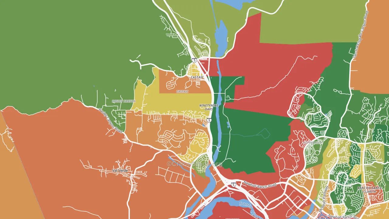 Castaic, CA Map of Theft Rates