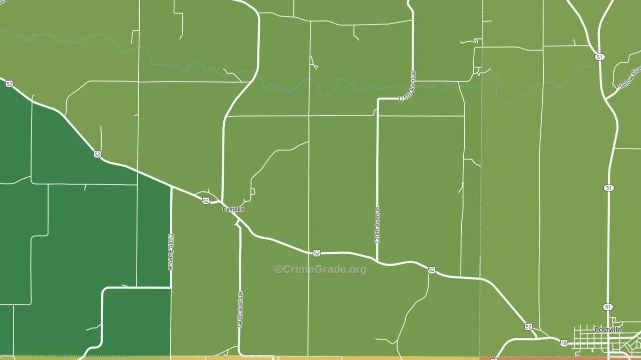 Castalia, IA Map of Theft Rates
