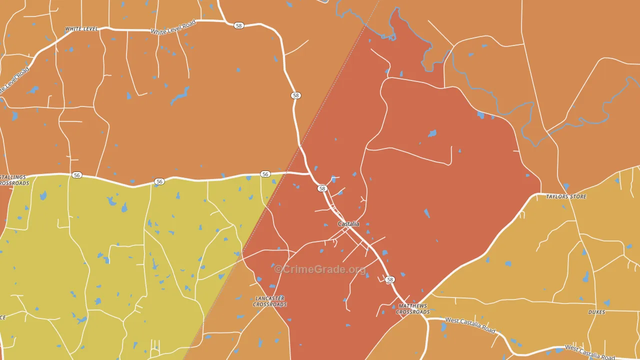 Castalia, NC Map of Theft Rates