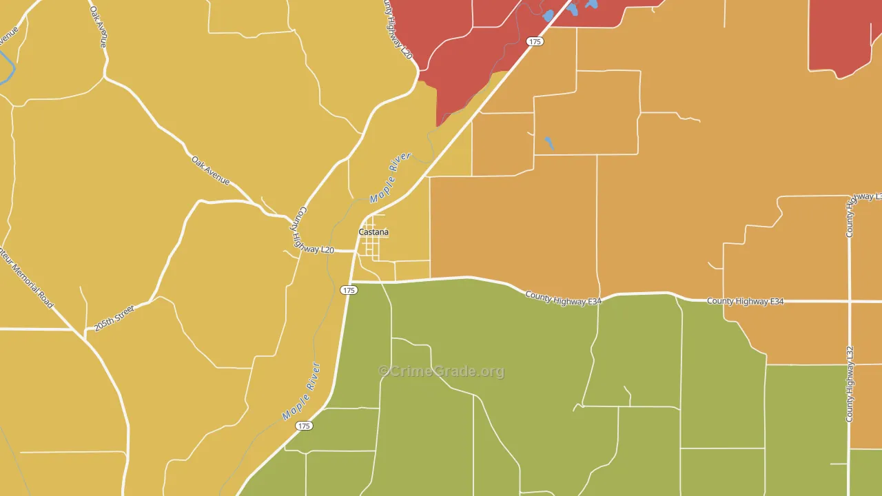 Castana, IA Map of Theft Rates