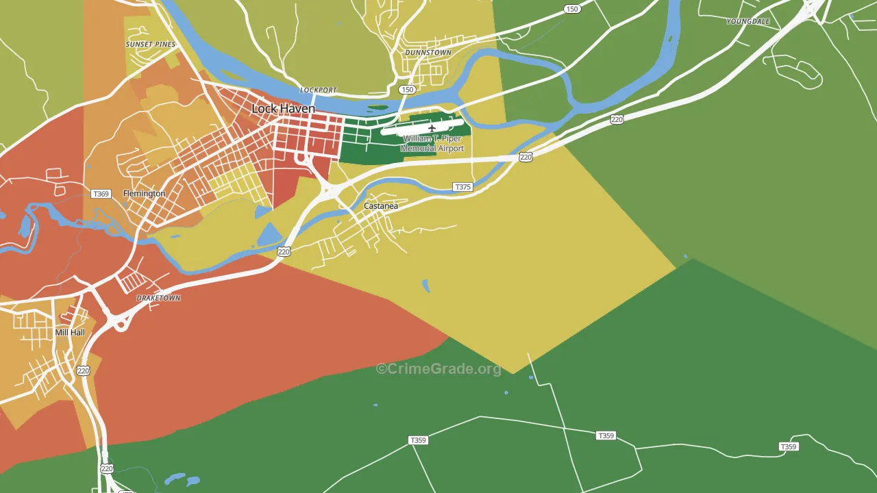 Castanea, PA Map of Theft Rates
