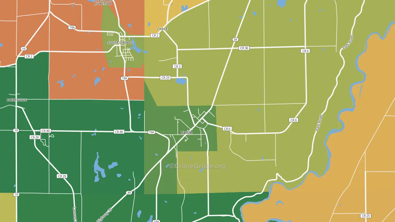 Castile, NY Map of Theft Rates
