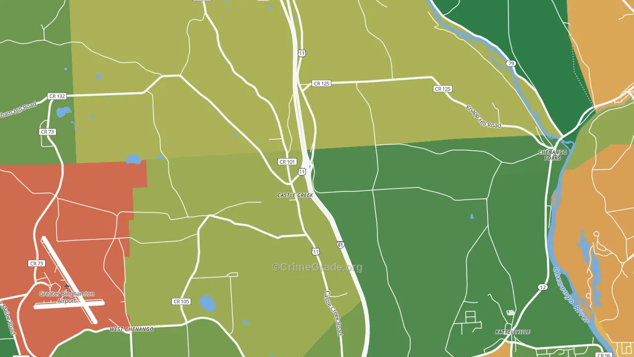 Castle Creek, NY Map of Theft Rates