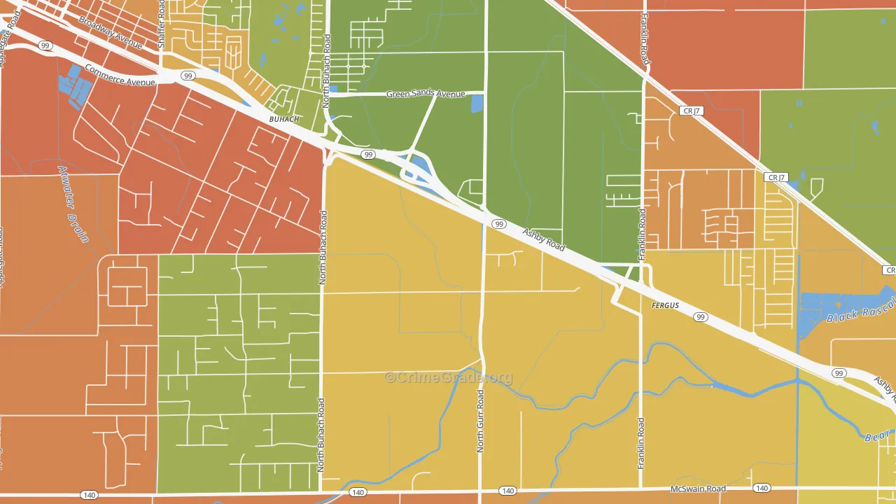 Castle Garden, CA Map of Theft Rates