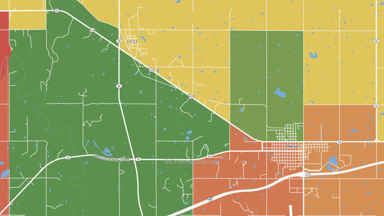 Castle, OK Map of Theft Rates