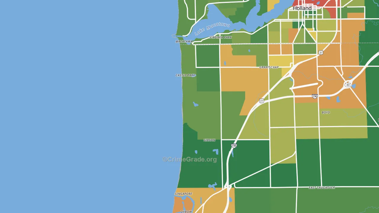 Castle Park, MI Map of Theft Rates