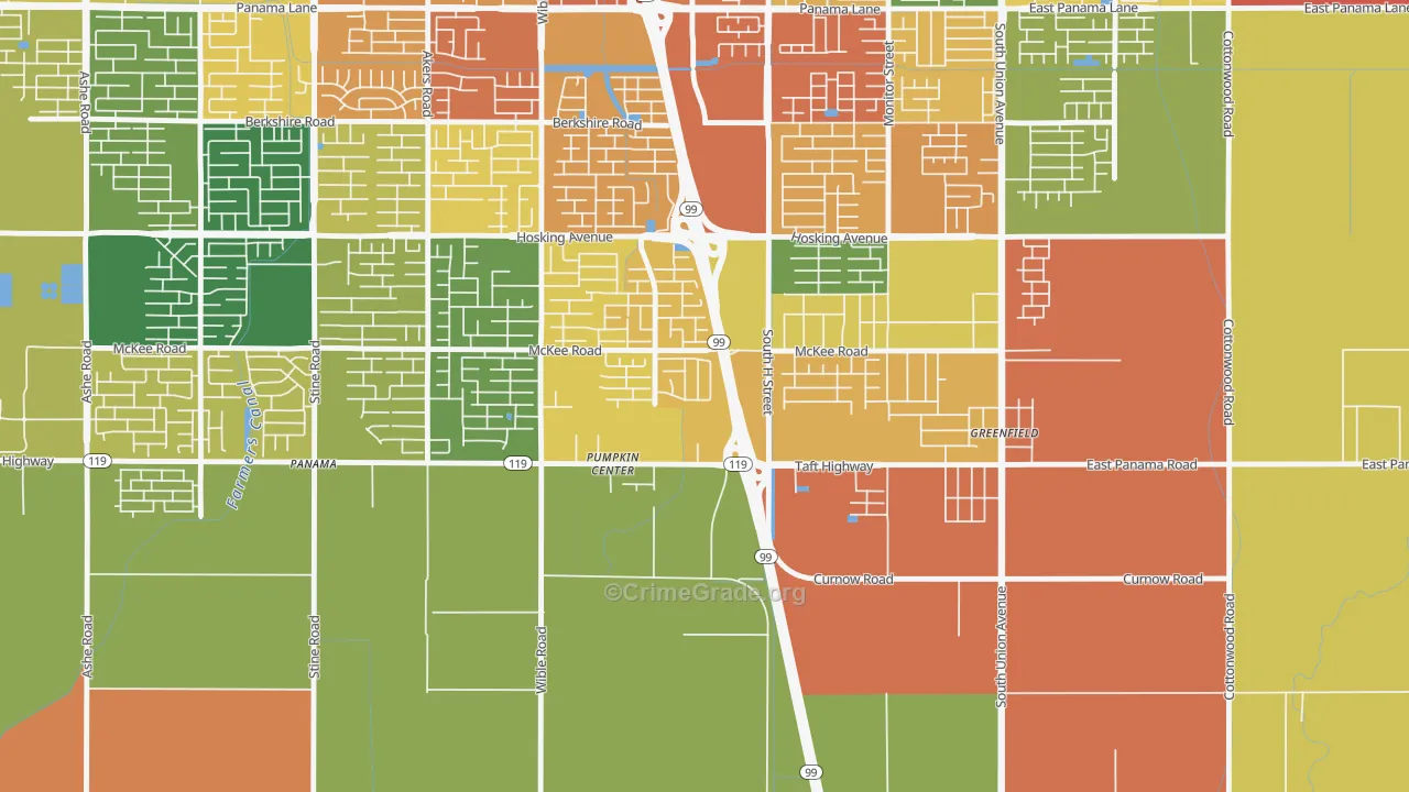 Castle Ranch, Bakersfield, CA Map of Theft Rates