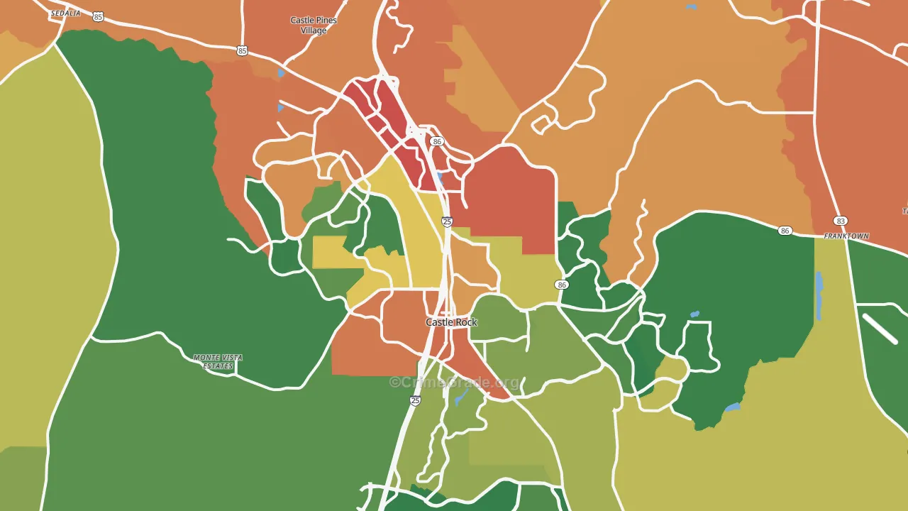 Castle Rock, CO Map of Theft Rates