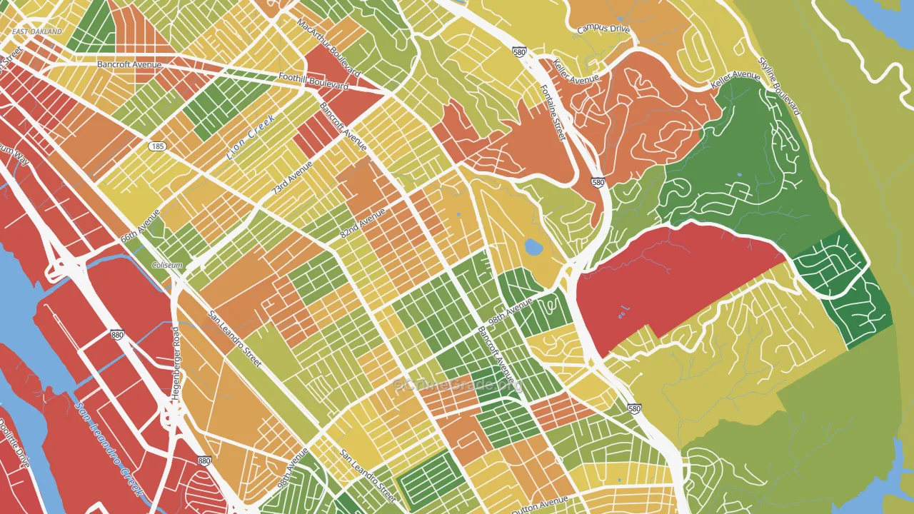 Castlemont, Oakland, CA Map of Theft Rates