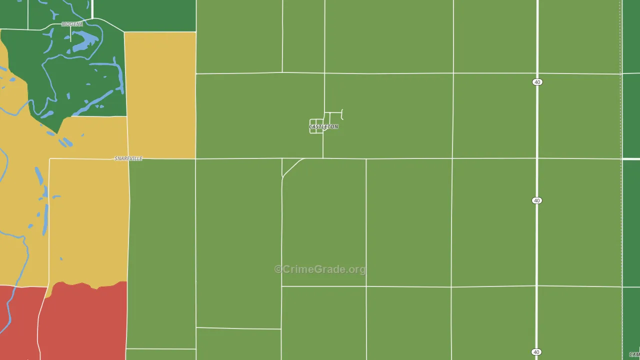 Castleton, IL Map of Theft Rates