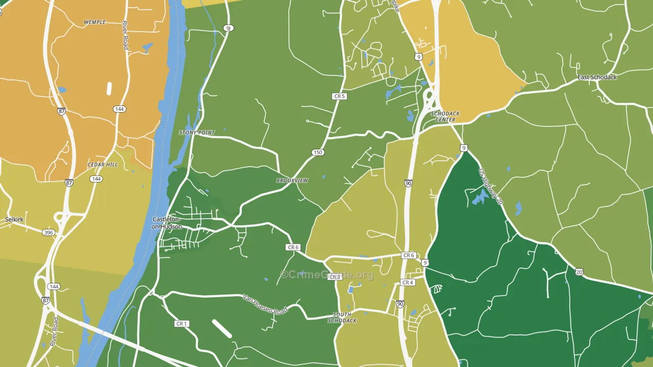 Castleton On Hudson, NY Map of Theft Rates