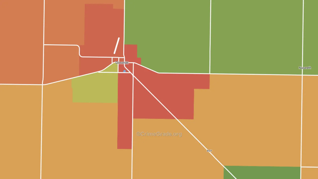 Castro County, TX Map of Theft Rates
