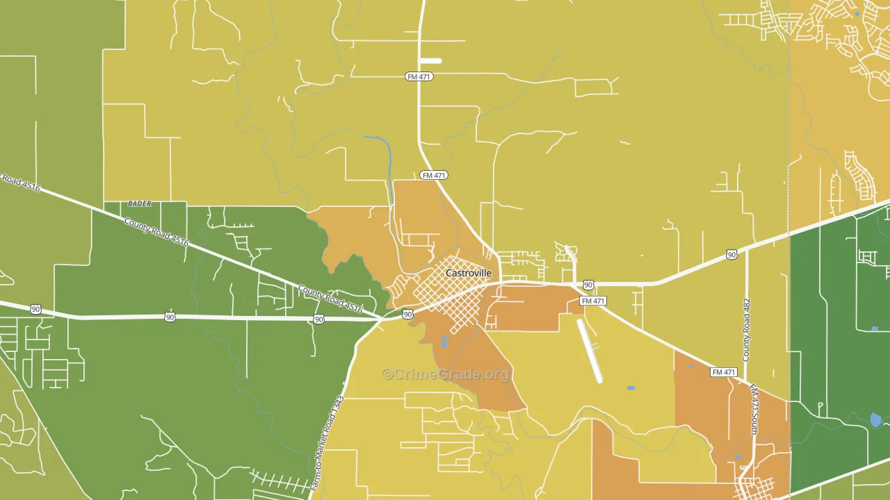 Castroville, TX Map of Theft Rates