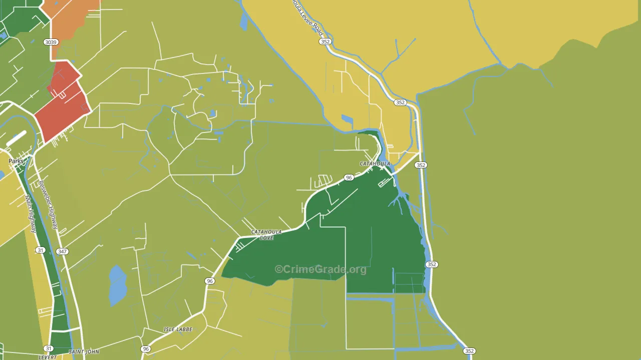 Catahoula, LA Map of Theft Rates