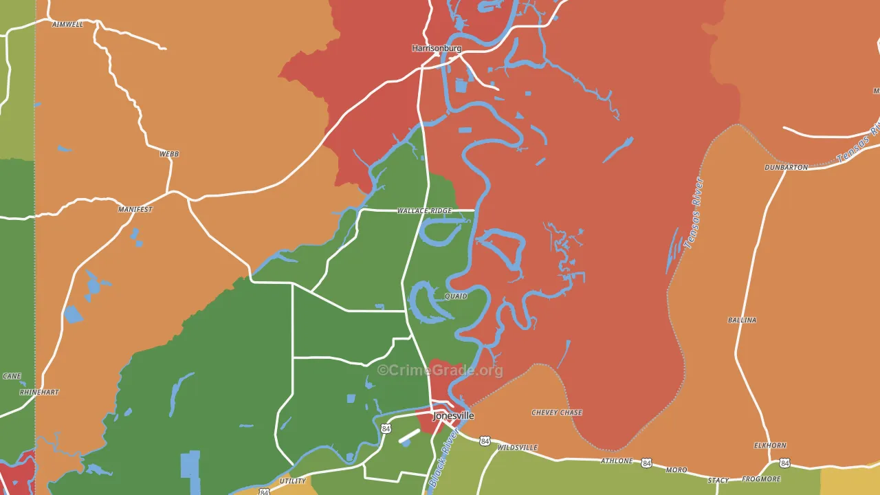 Catahoula Parish, LA Map of Theft Rates