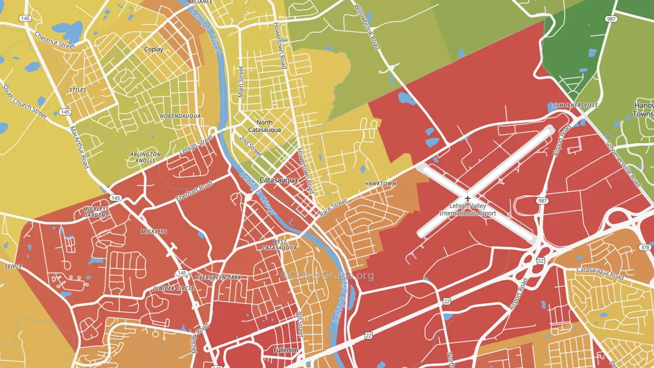 Catasauqua, PA Map of Theft Rates