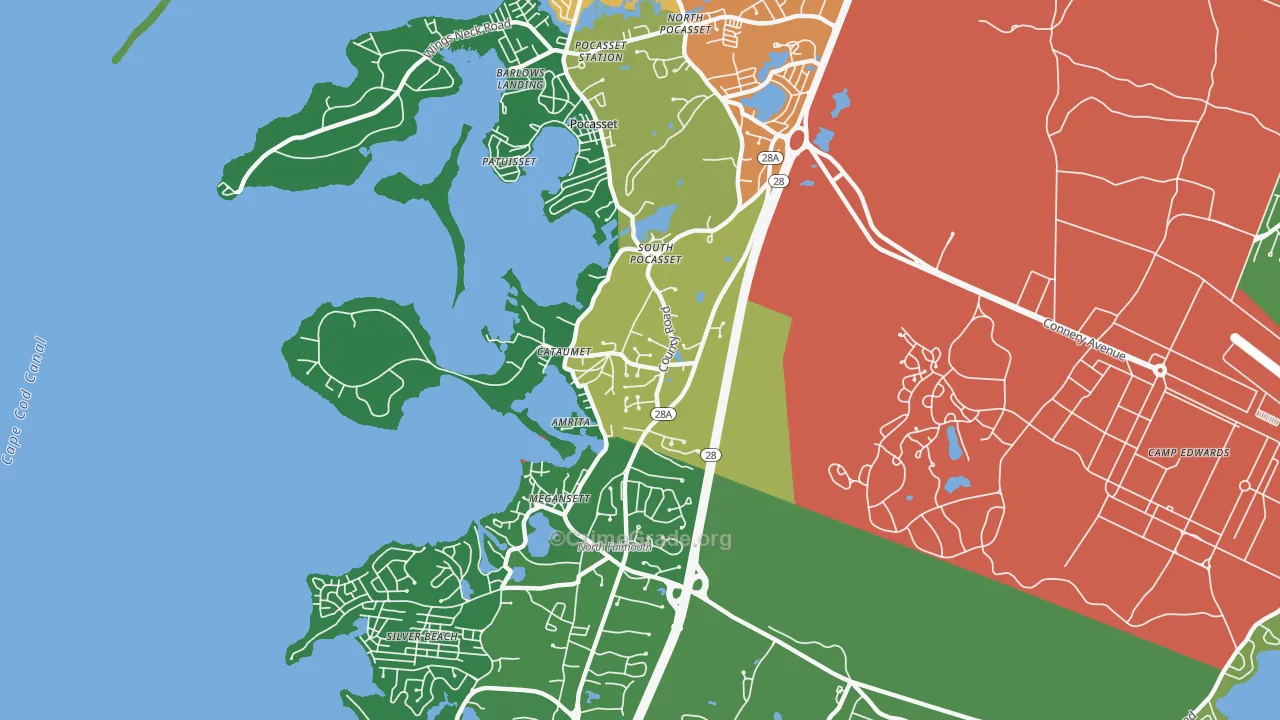 Cataumet, MA Map of Theft Rates