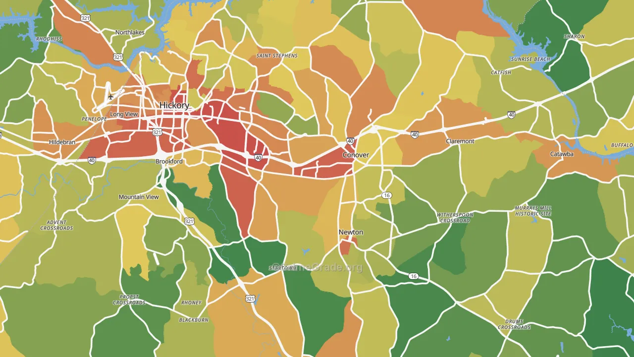 Catawba County, NC Map of Theft Rates