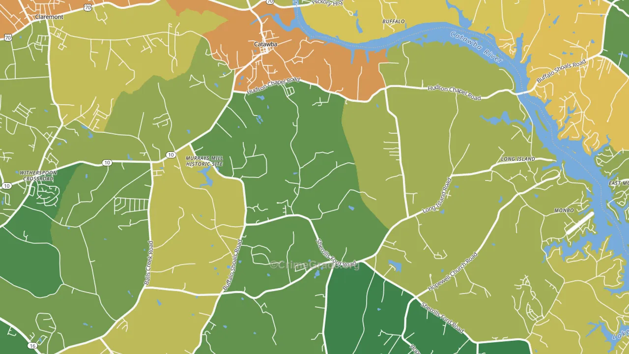 Catawba, NC Map of Theft Rates