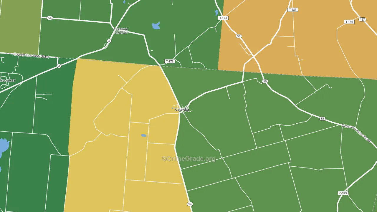 Catawba, OH Map of Theft Rates