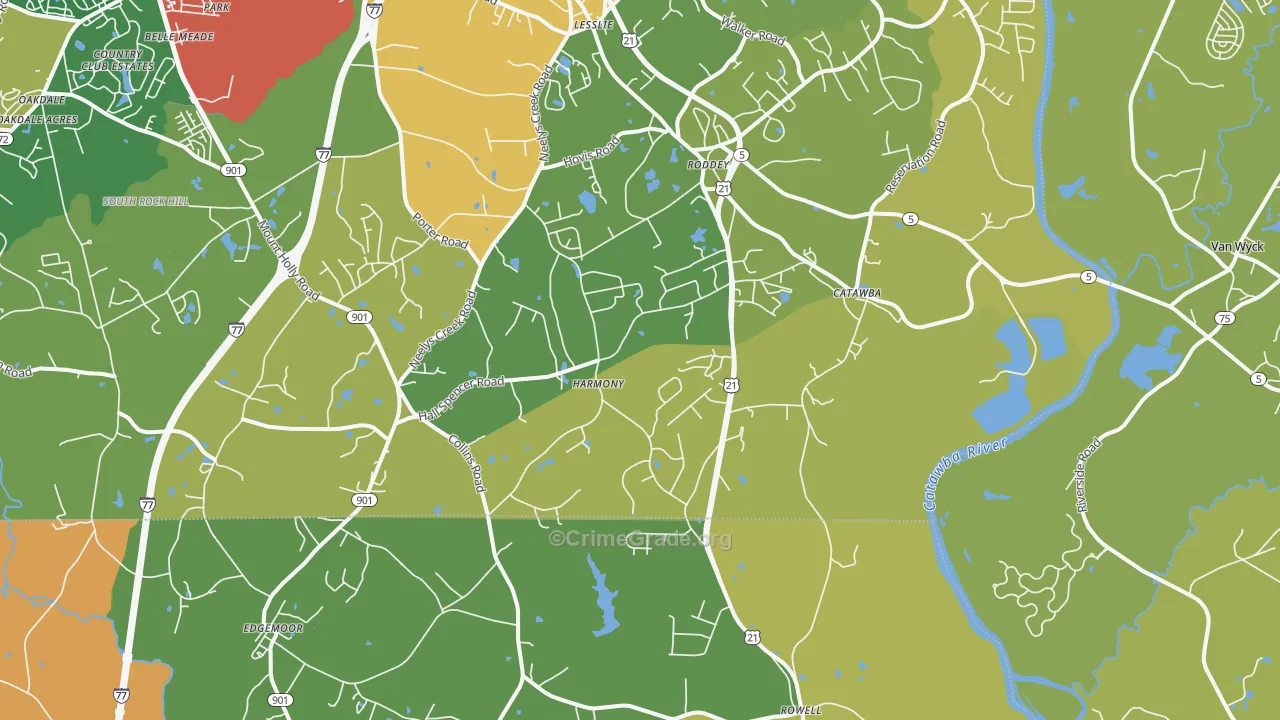Catawba, SC Map of Theft Rates