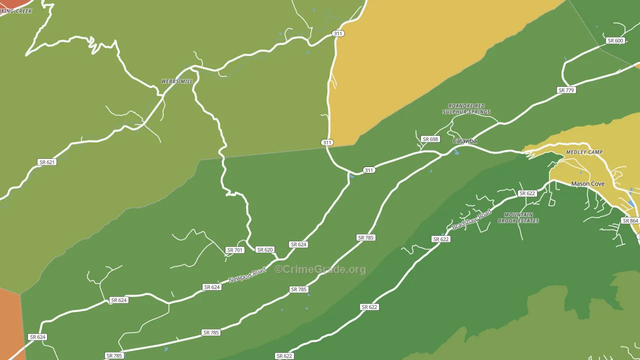 Catawba, VA Map of Theft Rates