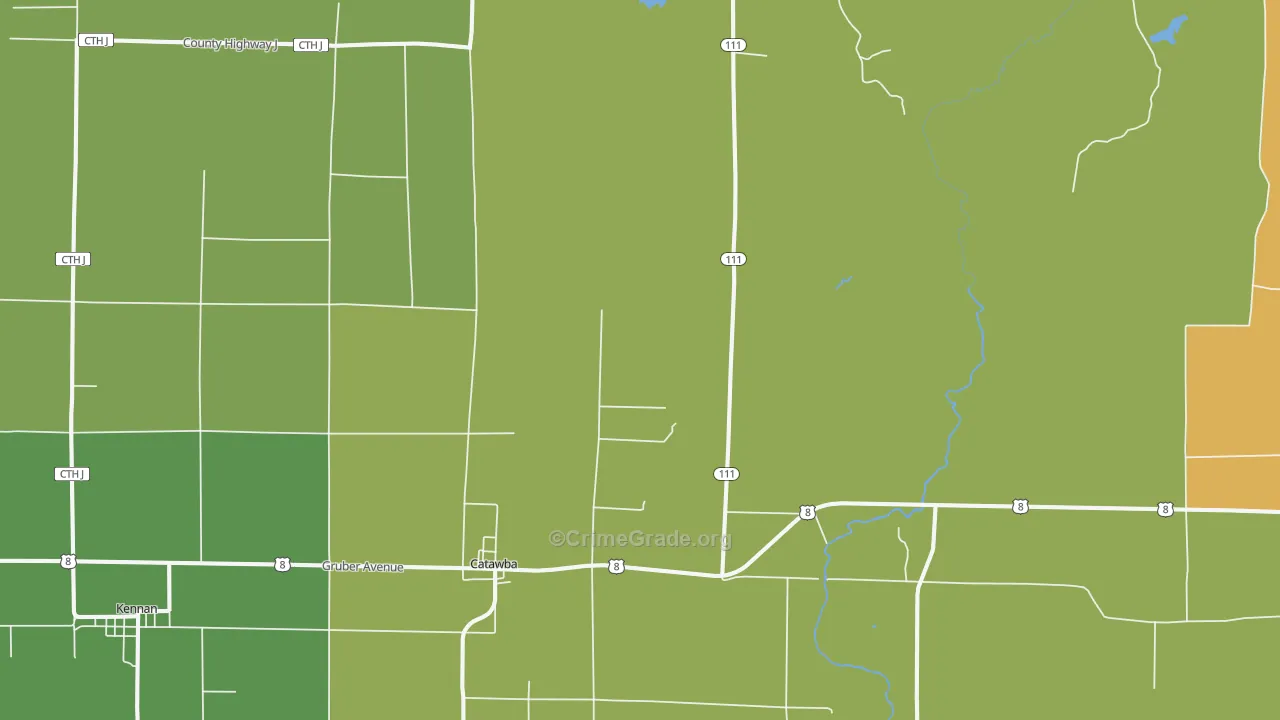 Catawba, WI Map of Theft Rates