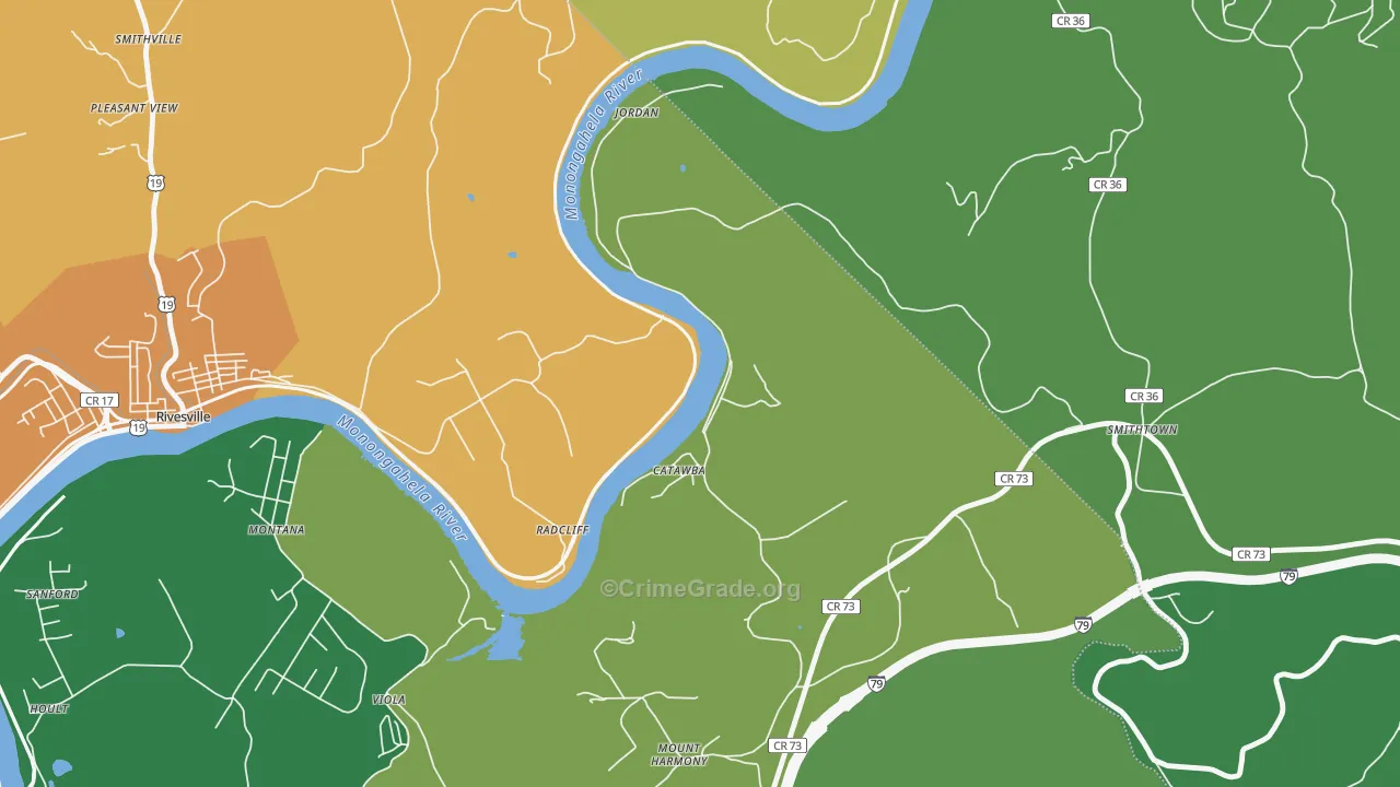 Catawba, WV Map of Theft Rates