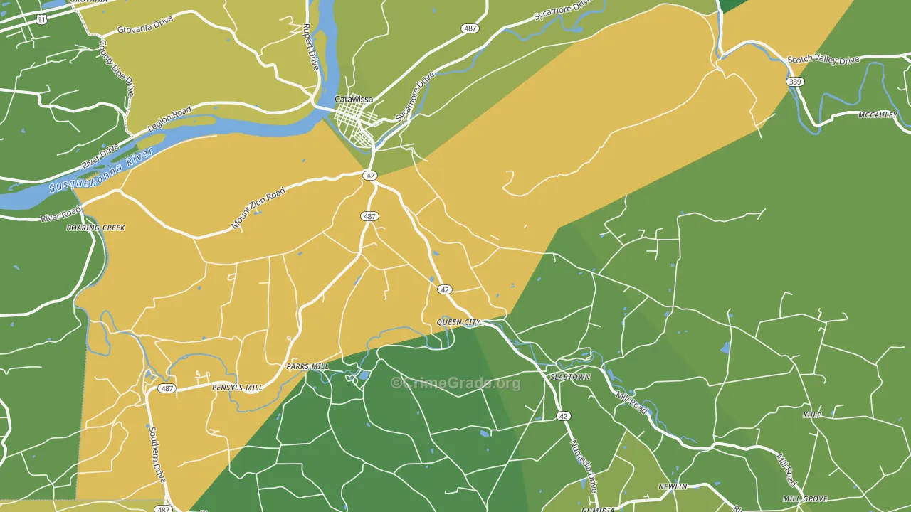 Catawissa, PA Map of Theft Rates