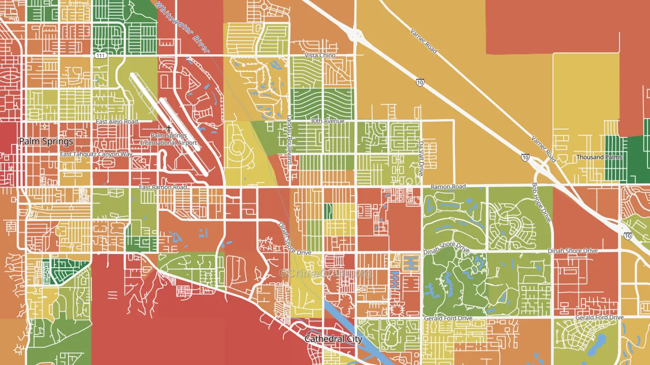 Cathedral City, CA Map of Theft Rates