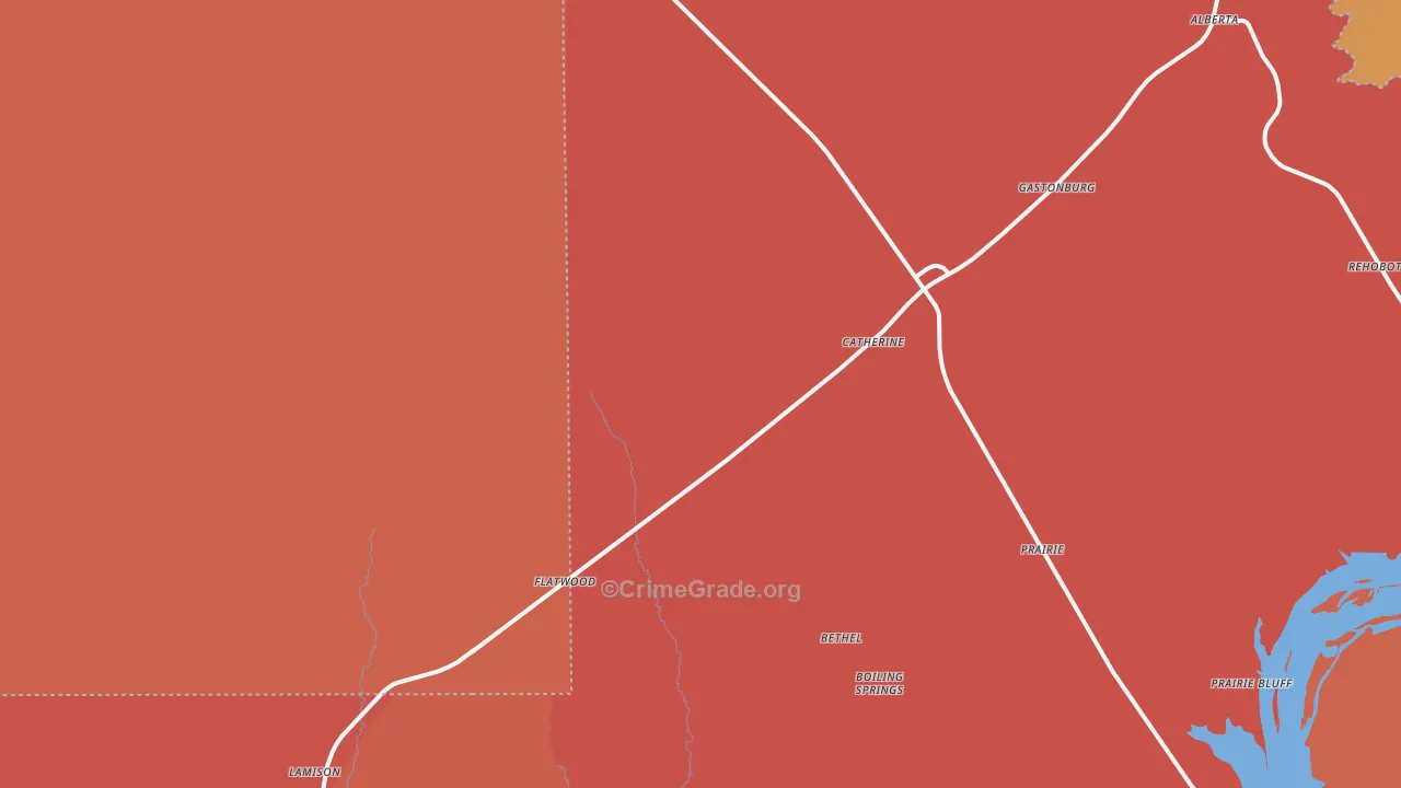 Catherine, AL Map of Theft Rates