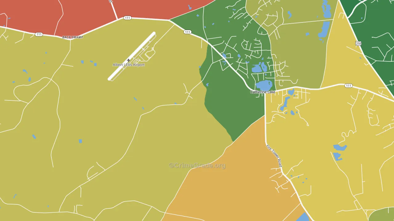 Catherine Lake, NC Map of Theft Rates